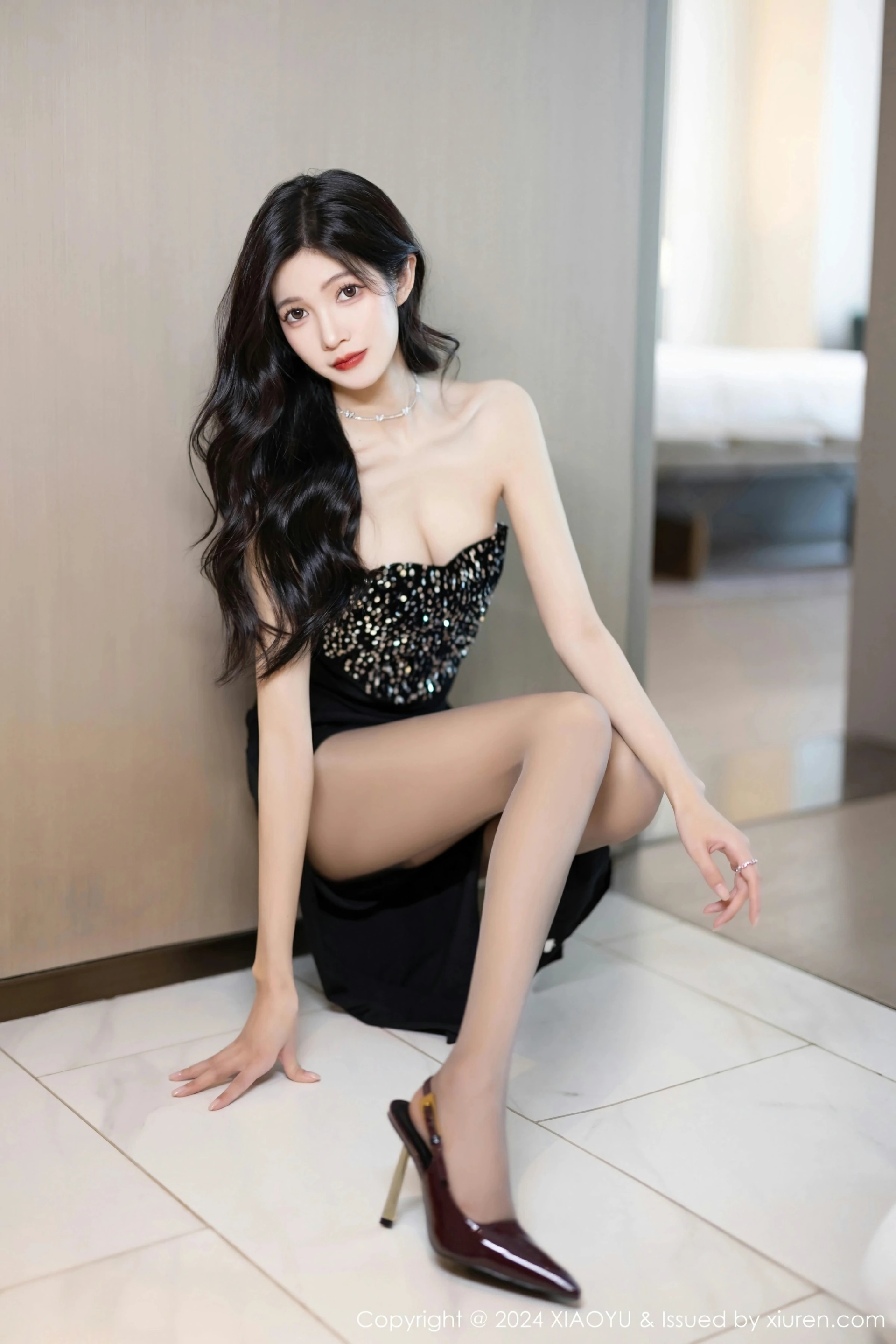 [XIAOYU语画界] 2024.03.04 VOL.1212 程程程- 黑色露肩连衣长裙服饰 魅惑黑丝 性感写真 [85+1P] 第 82 张