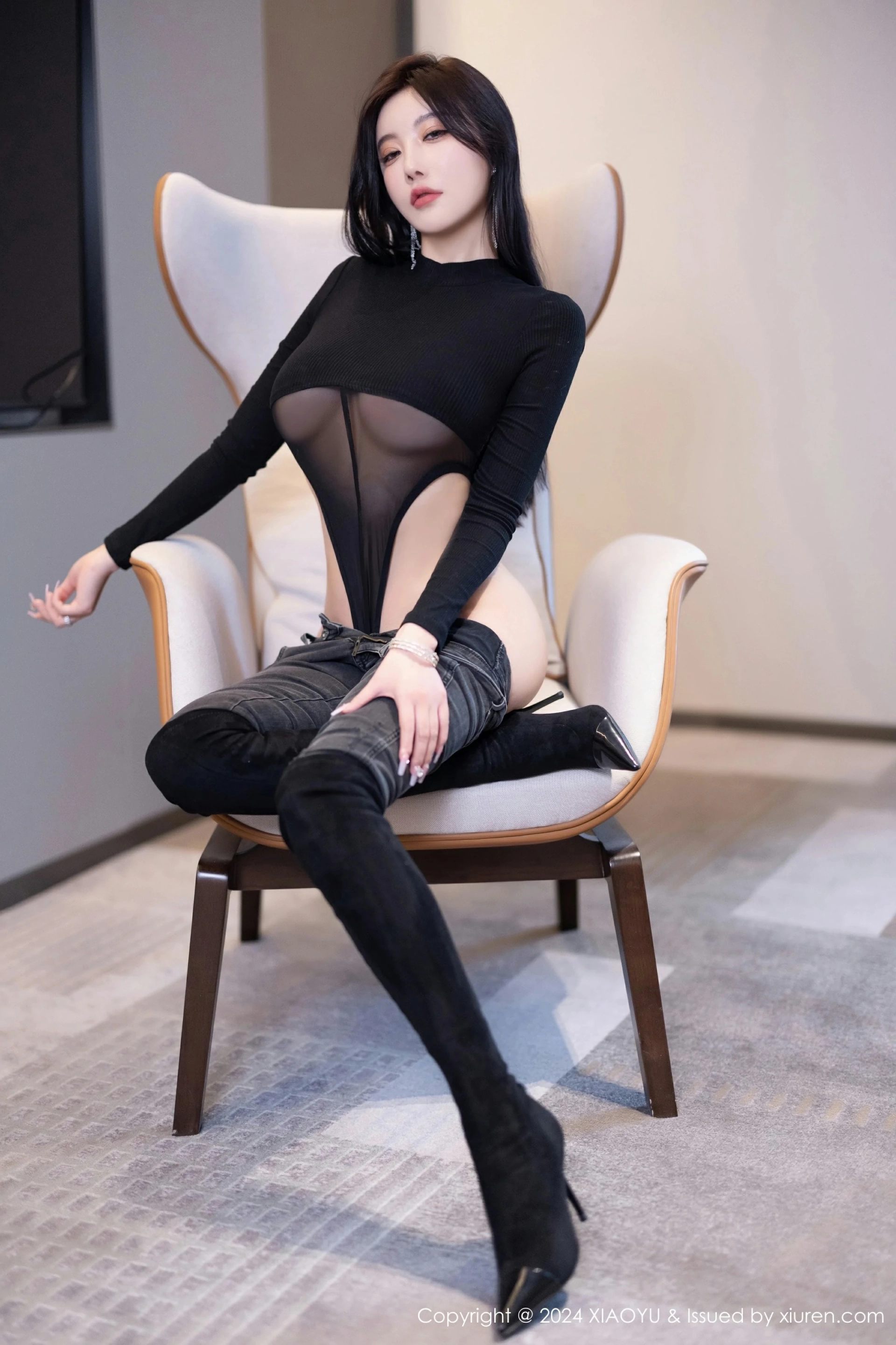 [XIAOYU语画界] 2024.05.31 VOL.1243 杨晨晨Yome 性感黑色网状服饰 黑色长靴 哈尔滨旅拍写真 [81+1P] 第 40 张