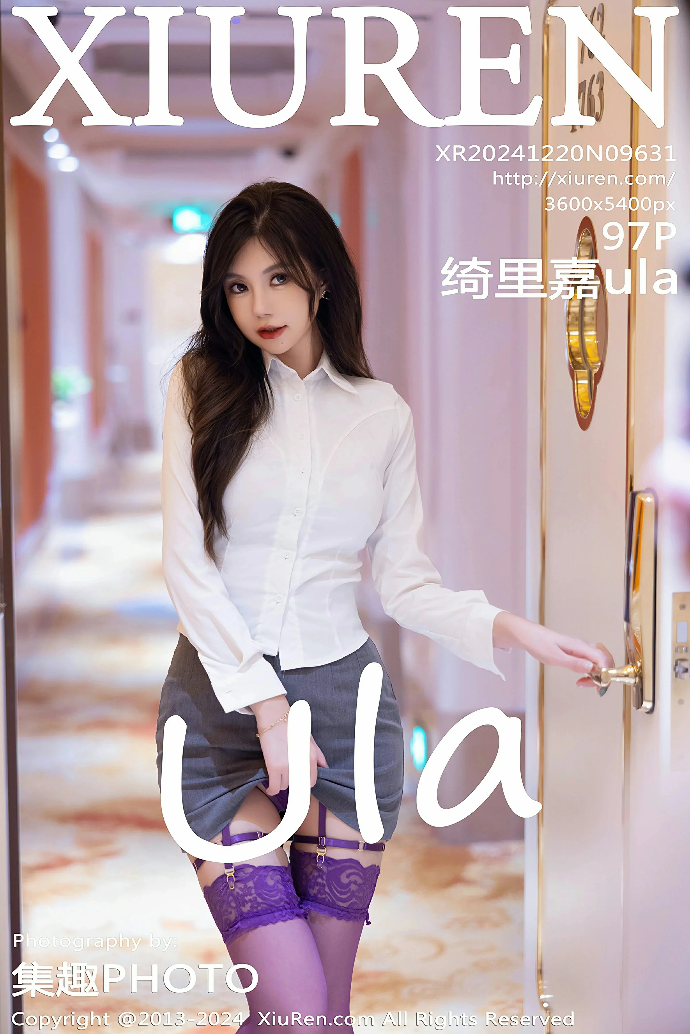 [XiuRen秀人网] 2024.12.20 No.9631 绮里嘉ula 性感OL服饰 紫色丝袜 重庆心愿旅拍写真 [97+1P] 封面
