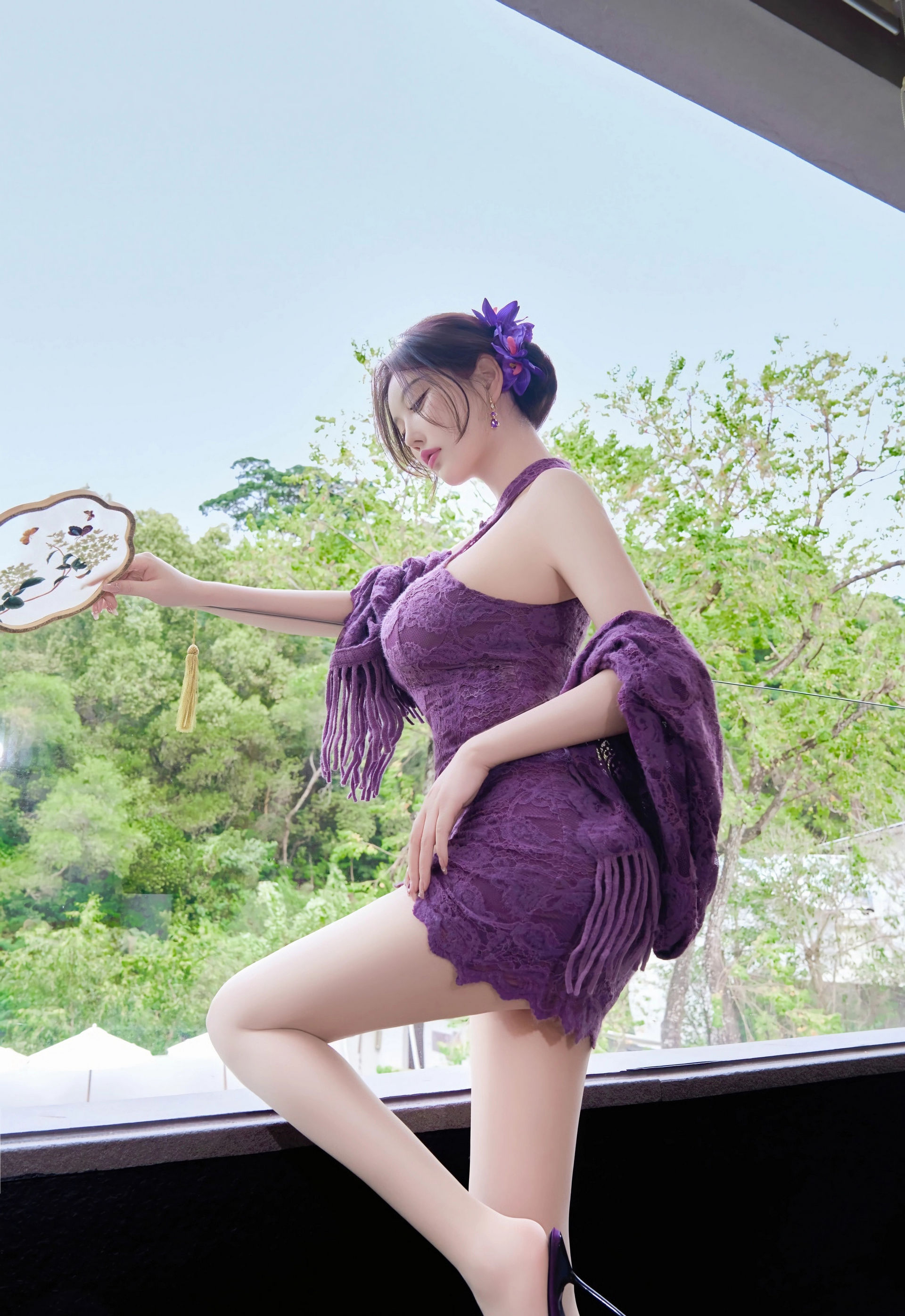 [XiuRen秀人网] 2025.12.31 No.11187 杨晨晨 紫色连衣短裙 诱人肉色丝袜 性感写真 [70+1P] 第 54 张