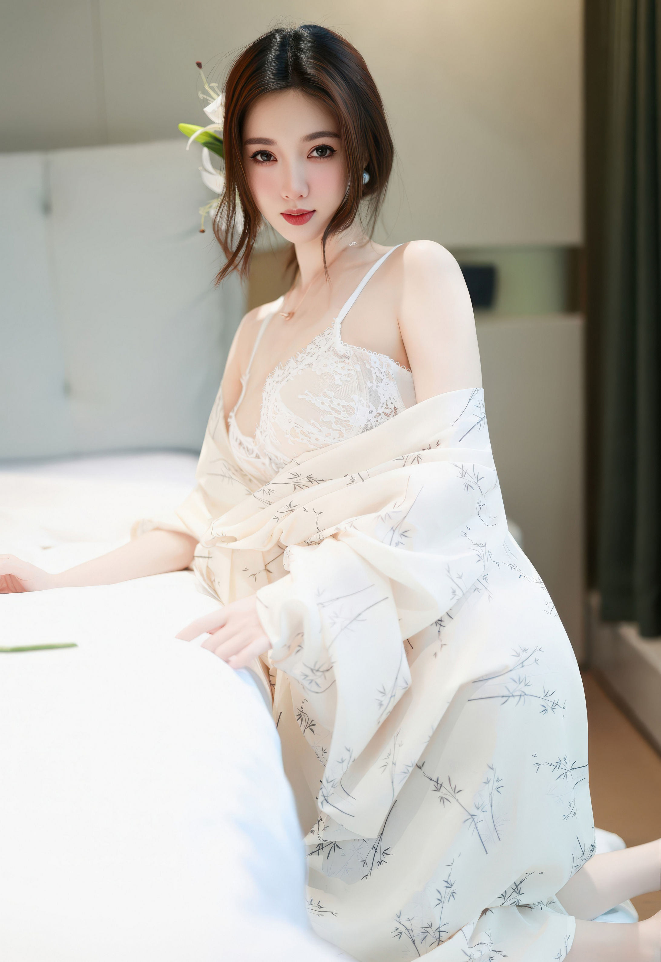 [YOUMI尤蜜荟] 2026.01.22 VOL.1201 Twins-桃桃 白色蕾丝内衣 诱人肉色丝袜 性感写真 [64+1P] 第 58 张