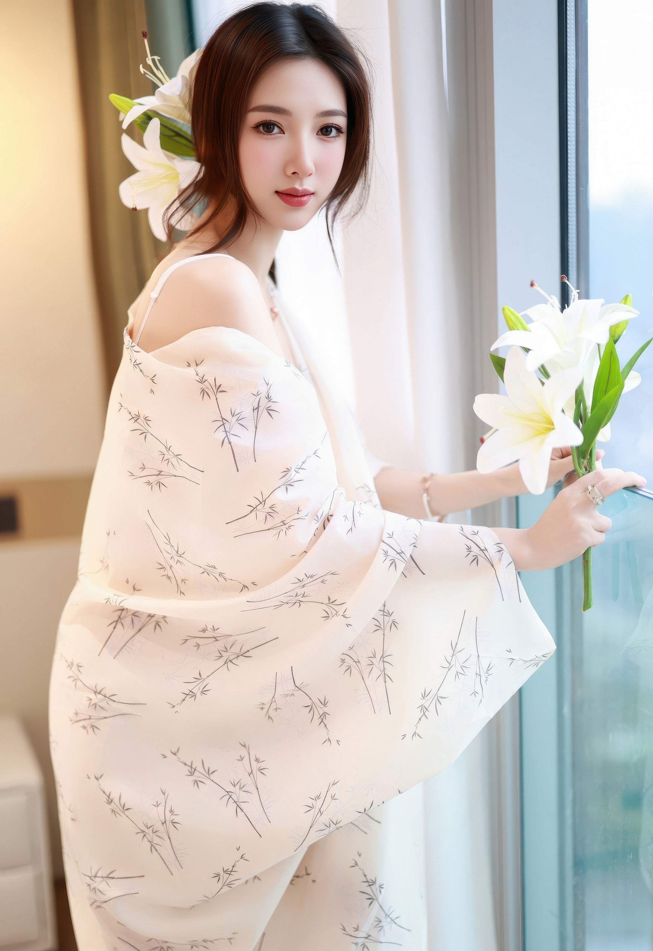 [YOUMI尤蜜荟] 2026.01.22 VOL.1201 Twins-桃桃 白色蕾丝内衣 诱人肉色丝袜 性感写真 [64+1P] 第 59 张