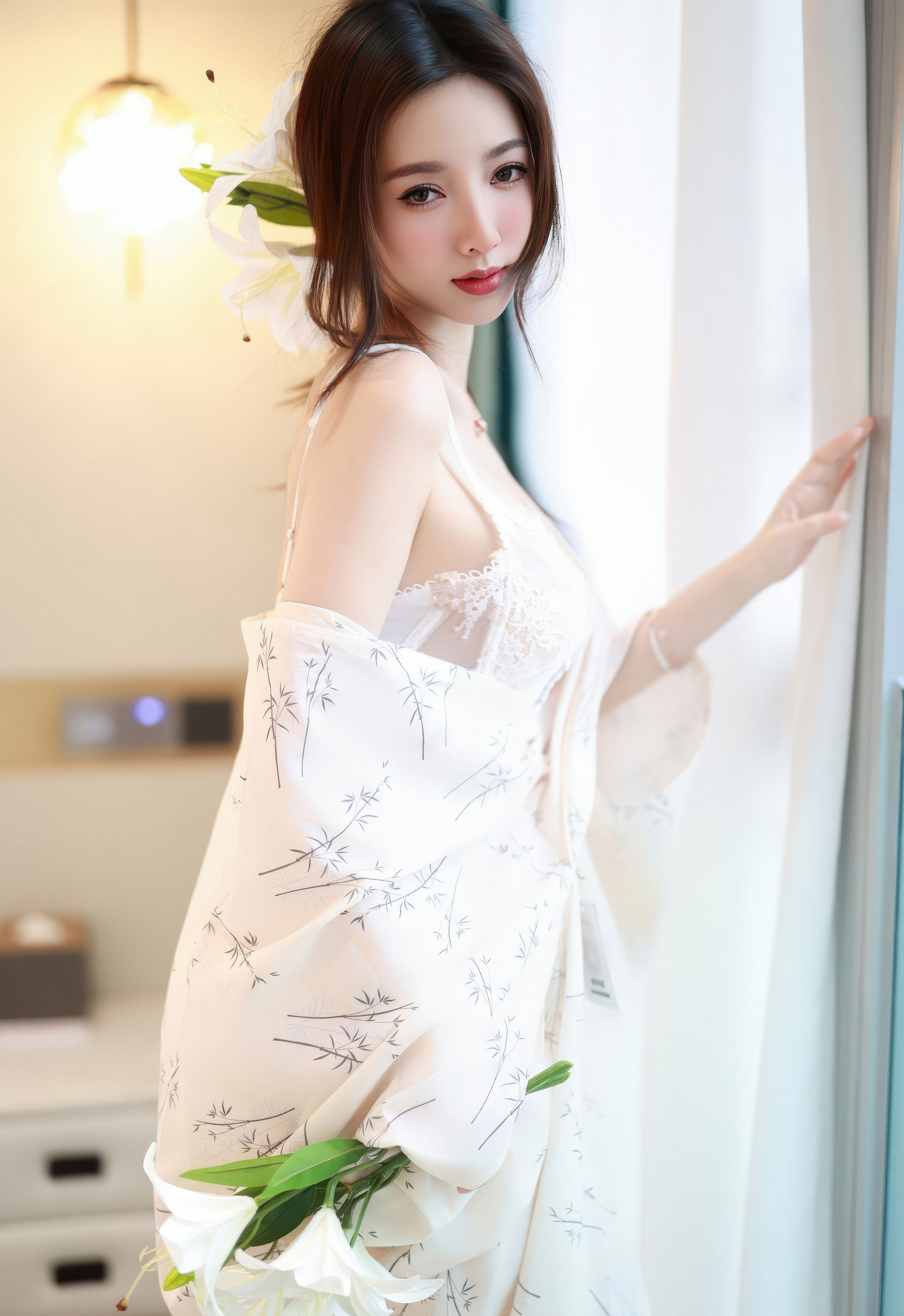 [YOUMI尤蜜荟] 2026.01.22 VOL.1201 Twins-桃桃 白色蕾丝内衣 诱人肉色丝袜 性感写真 [64+1P] 第 60 张