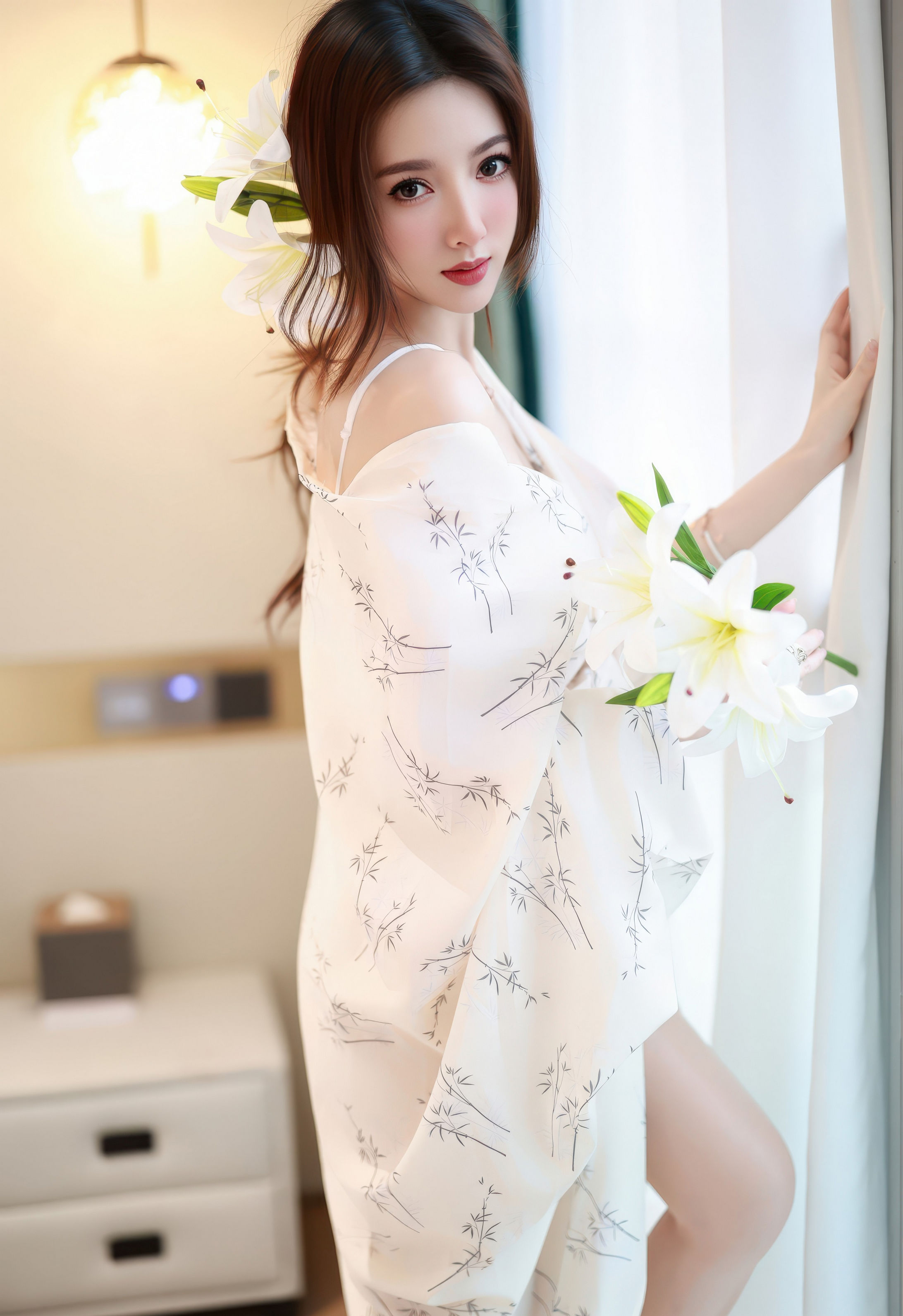 [YOUMI尤蜜荟] 2026.01.22 VOL.1201 Twins-桃桃 白色蕾丝内衣 诱人肉色丝袜 性感写真 [64+1P] 第 62 张