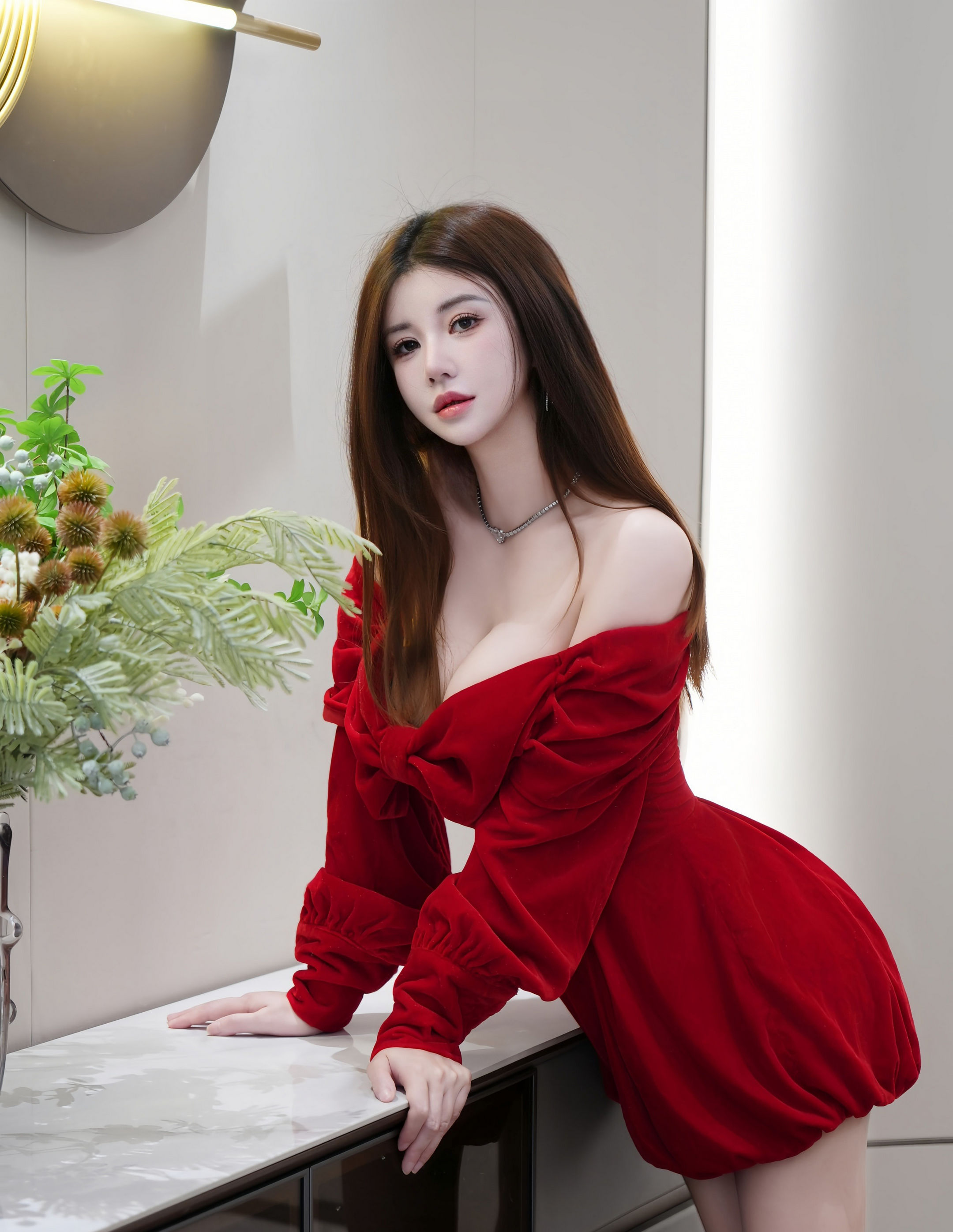 [XiuRen秀人网] 2026.01.27 No.11280 苏甜橙子 红色连衣短裙 魅惑黑丝 性感写真 [51+1P] 第 10 张