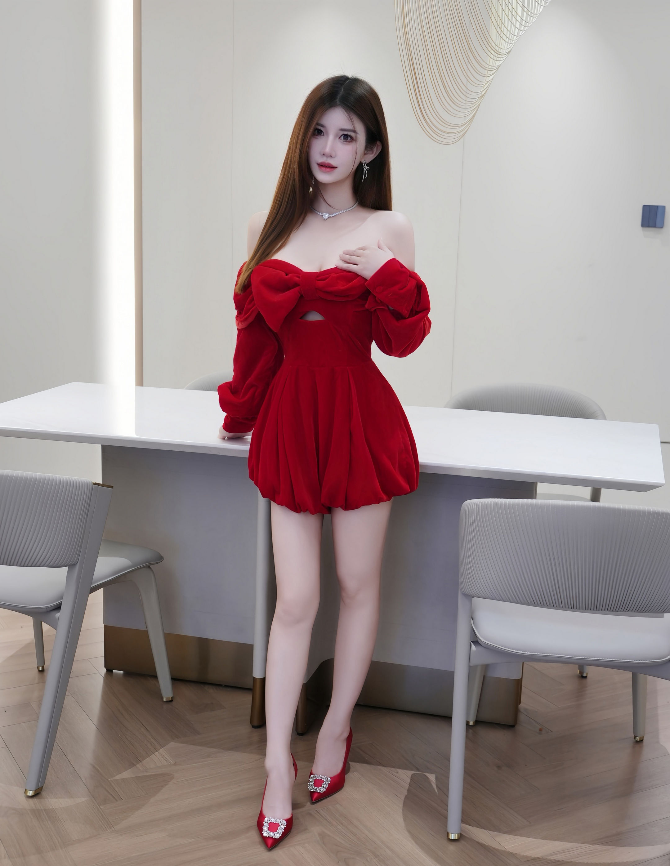 [XiuRen秀人网] 2026.01.27 No.11280 苏甜橙子 红色连衣短裙 魅惑黑丝 性感写真 [51+1P] 第 2 张
