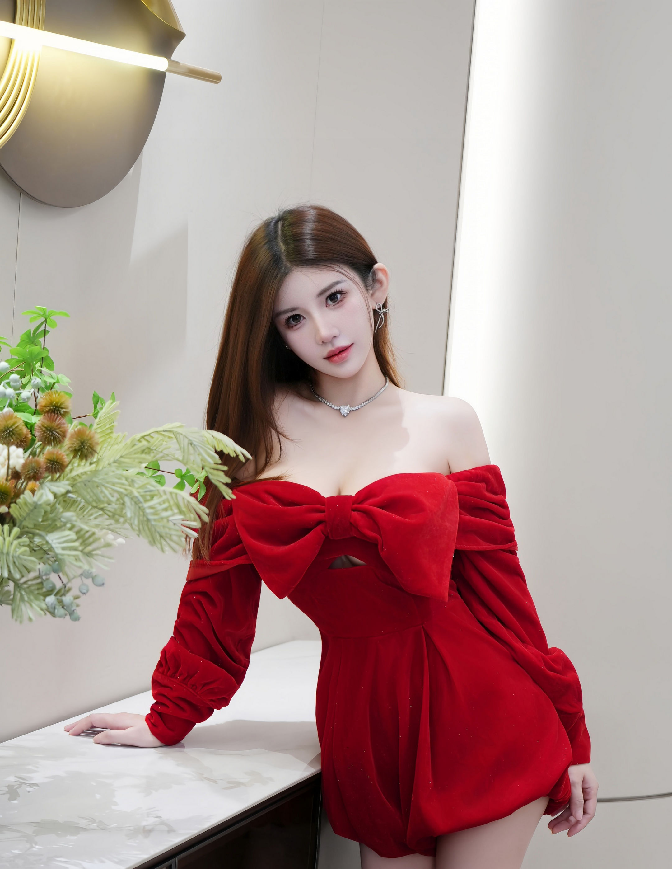 [XiuRen秀人网] 2026.01.27 No.11280 苏甜橙子 红色连衣短裙 魅惑黑丝 性感写真 [51+1P] 第 26 张