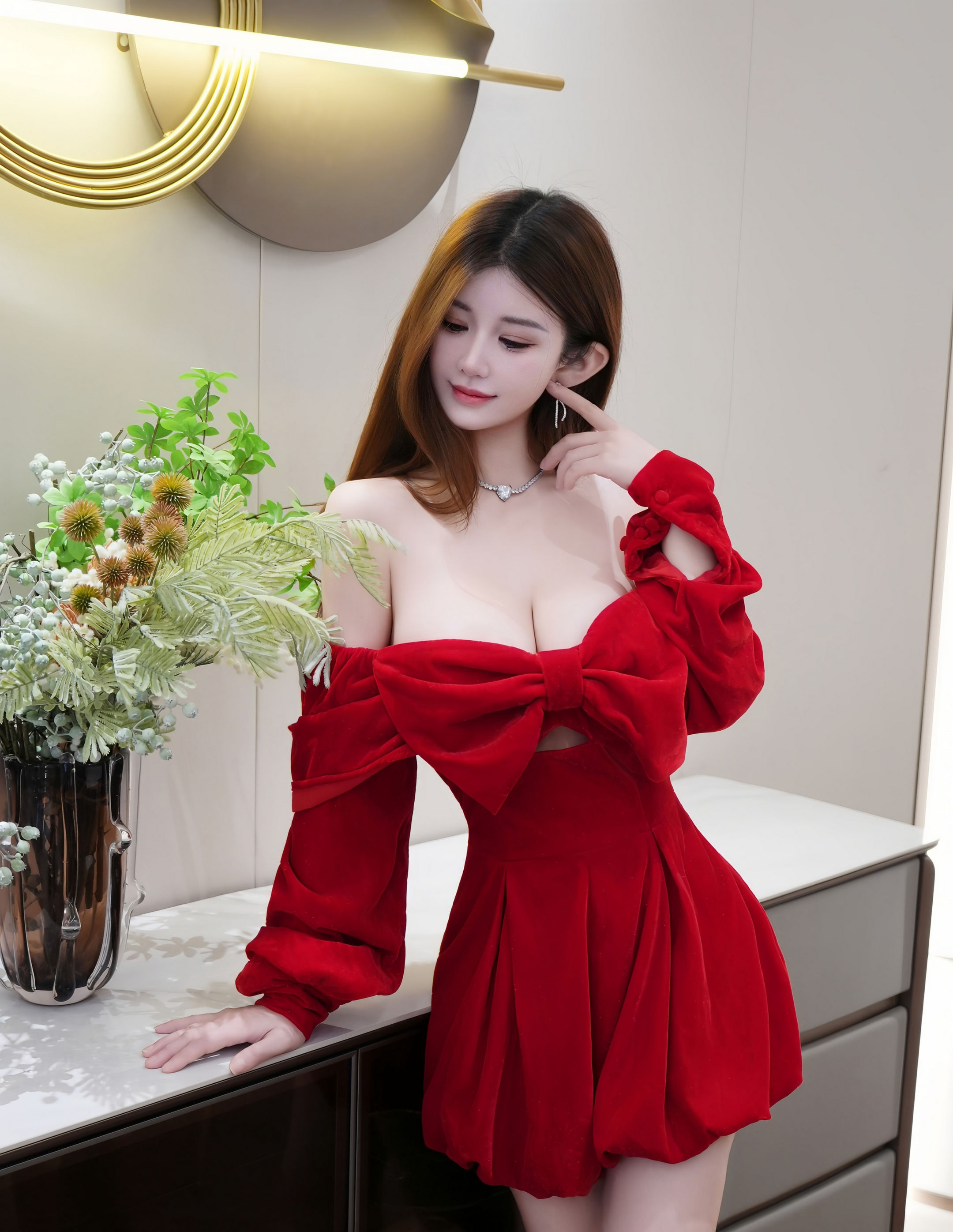 [XiuRen秀人网] 2026.01.27 No.11280 苏甜橙子 红色连衣短裙 魅惑黑丝 性感写真 [51+1P] 第 9 张