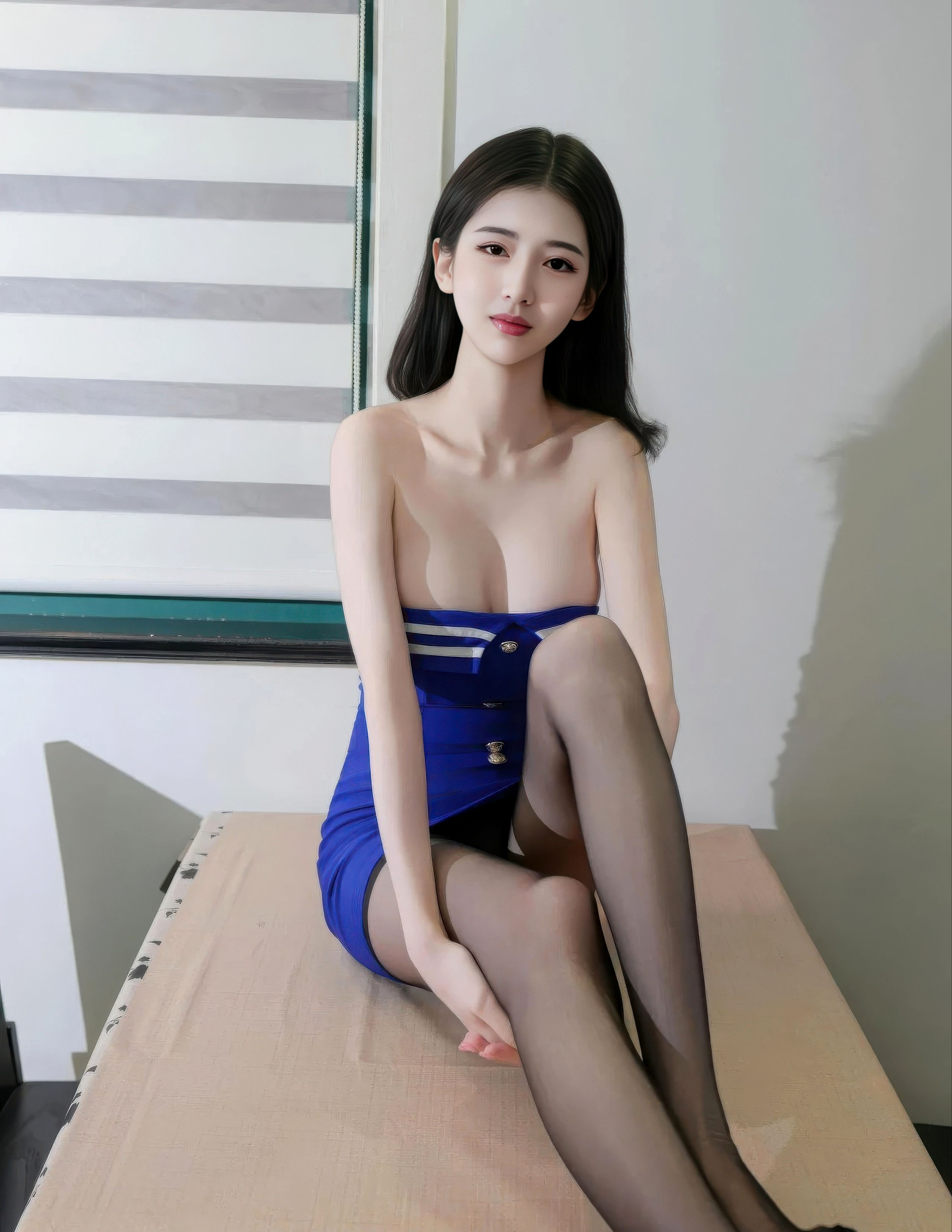 [XiuRen秀人网] 2026.01.30 No.11299 白小蝶 蓝色连衣短裙 魅惑黑丝 性感写真 [72+1P] 第 35 张