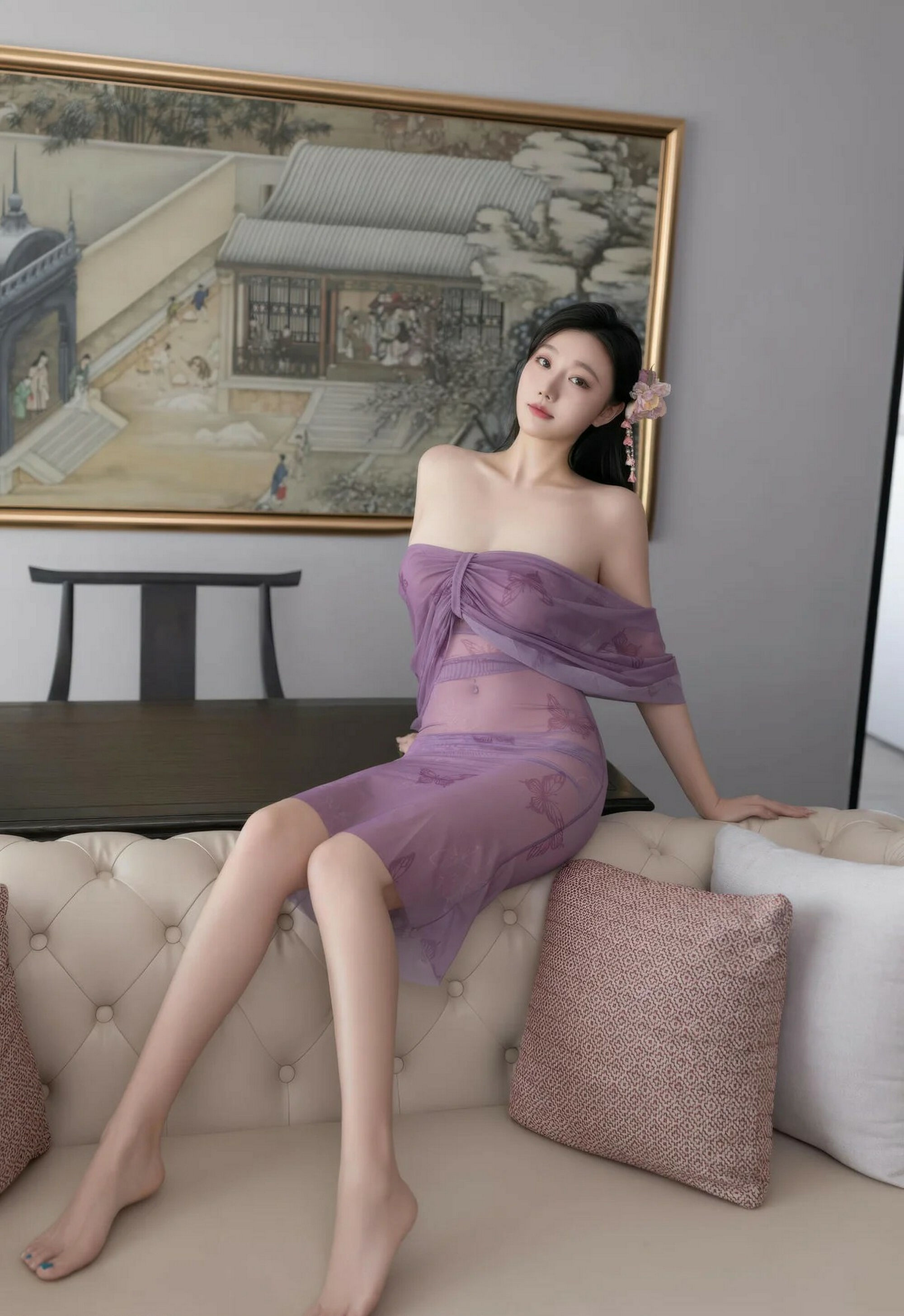 [XiuRen秀人网] 2026.02.03 No.11312 安然anran 紫色连衣裙 诱人肉色丝袜 性感写真 [78+1P] 第 36 张