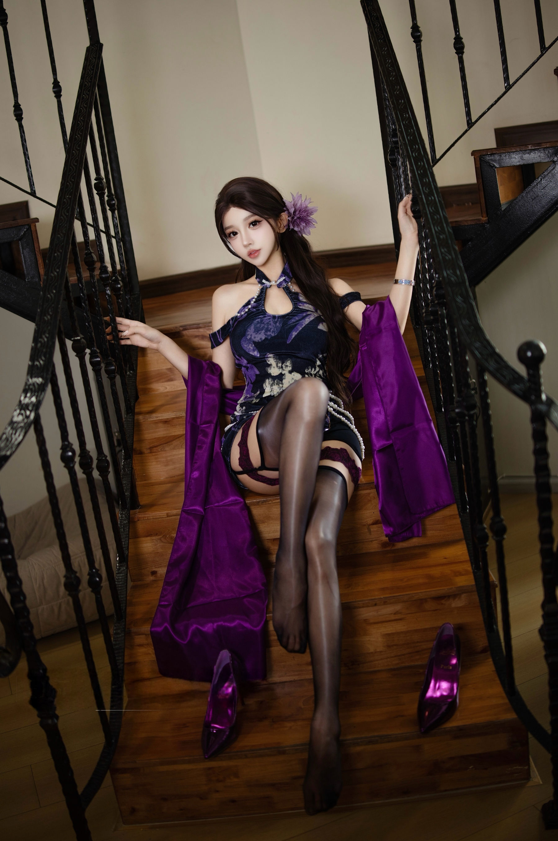 [COSPLAY]过期米线线喵 – 紫韵旗袍 第 17 张