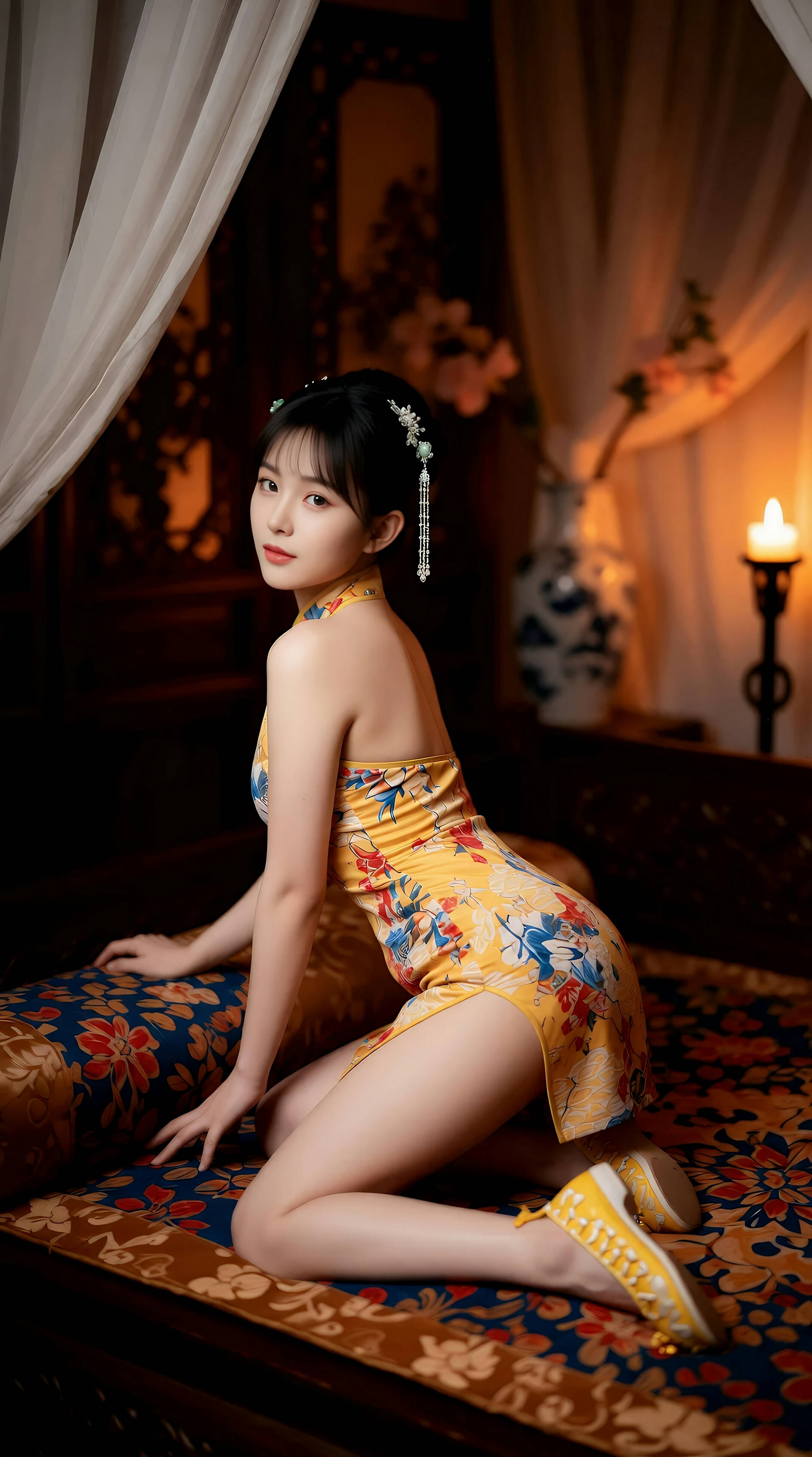 [AiGirl] 茗灵儿 黄色旗袍 [77P] 封面