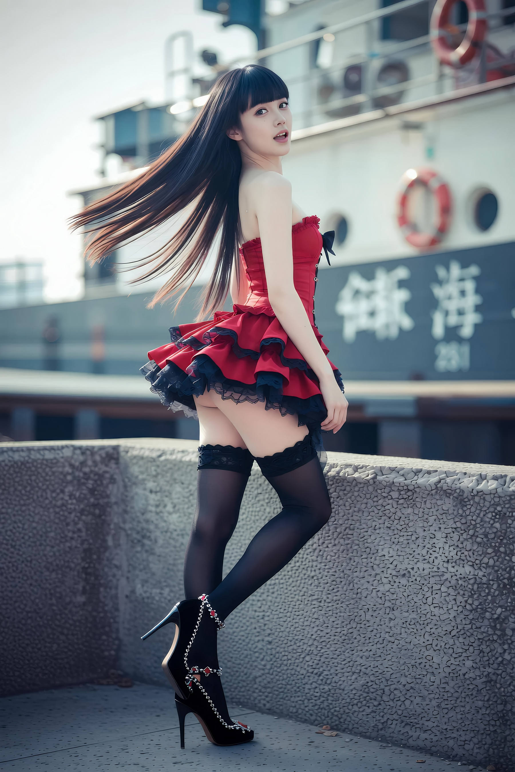 [AiGirl] 九歌lina 红裙黑丝 [75P] 封面