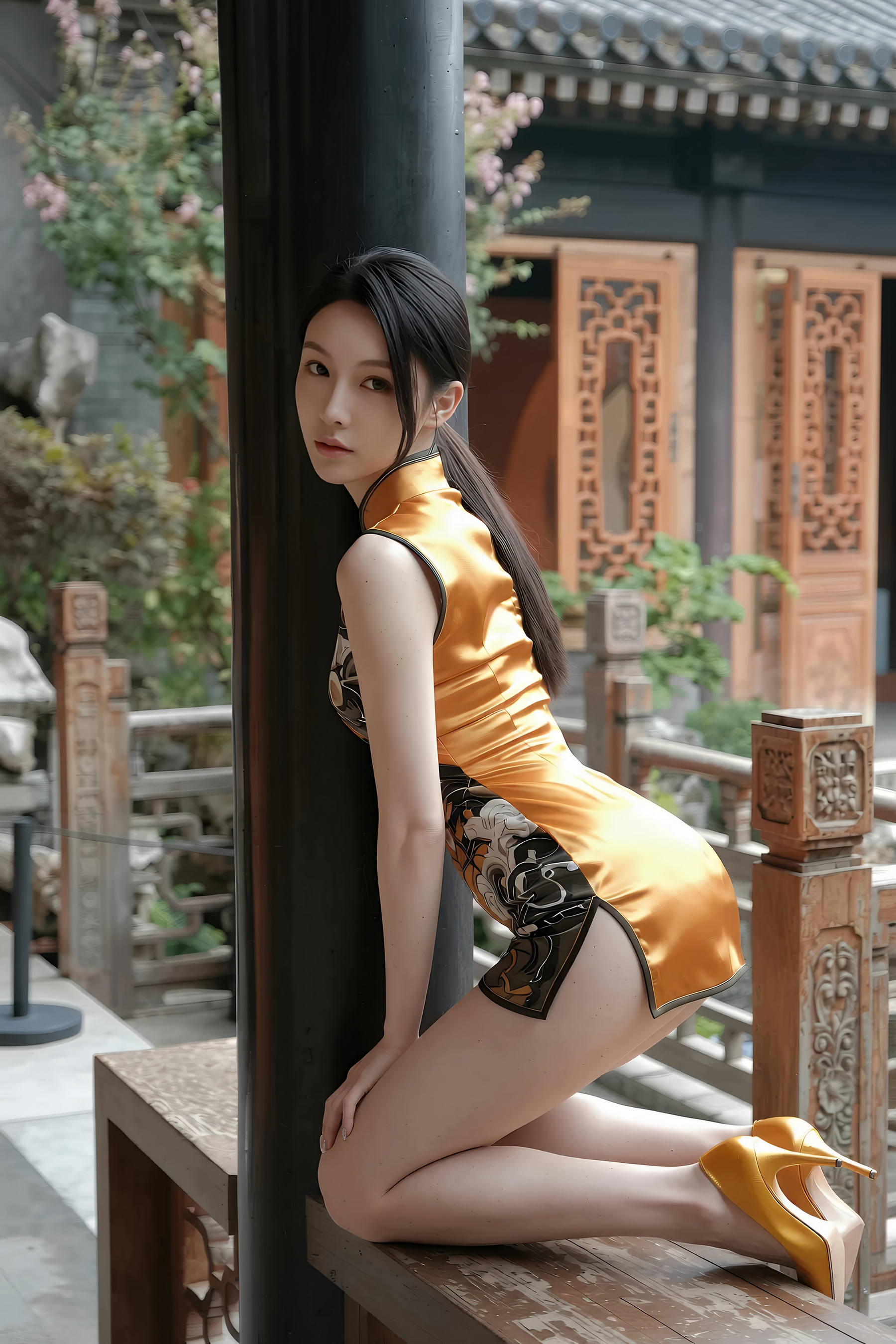 [AiGirl] 柒琪 黄色旗袍 [97P] 第 11 张