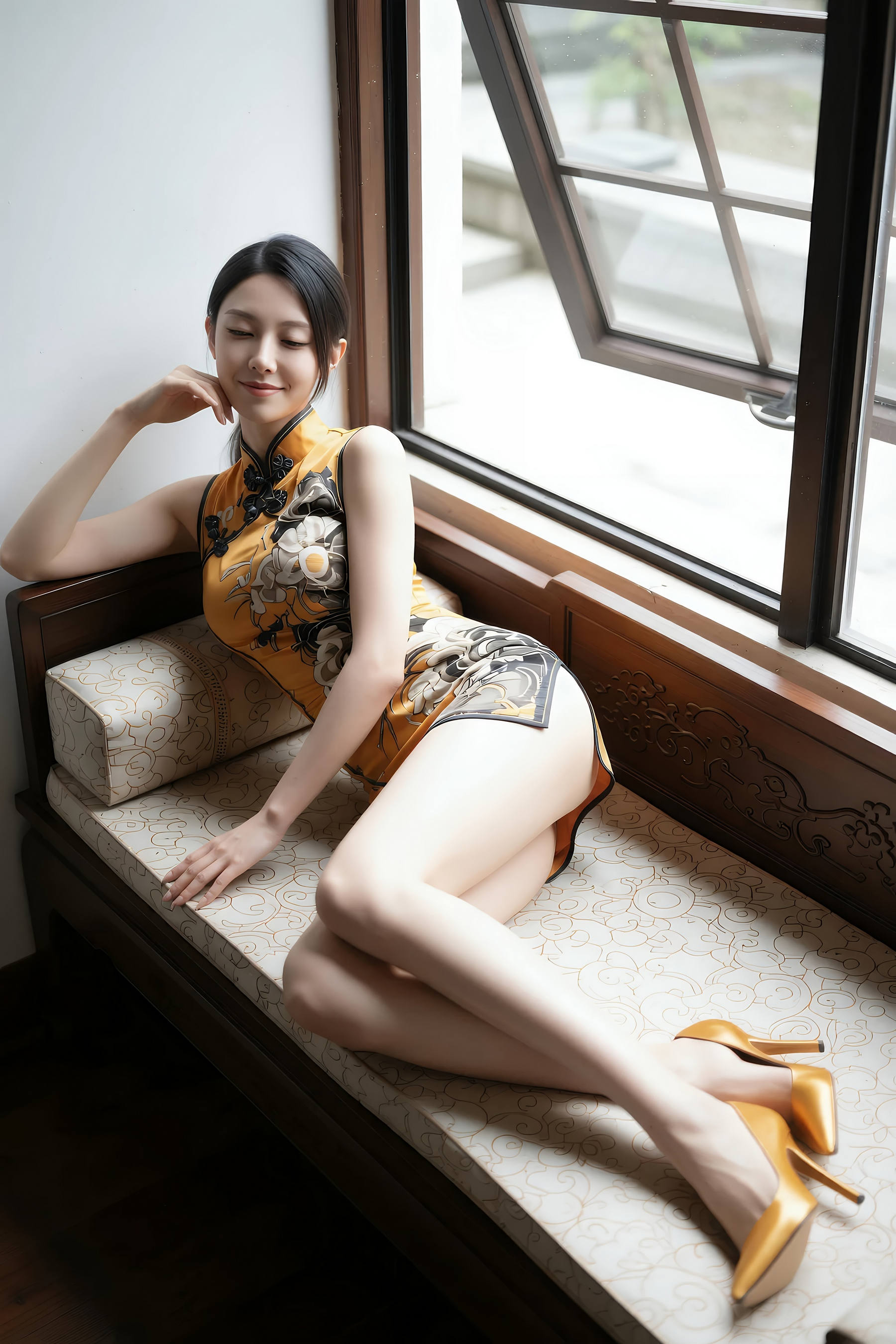 [AiGirl] 柒琪 黄色旗袍 [97P] 第 12 张