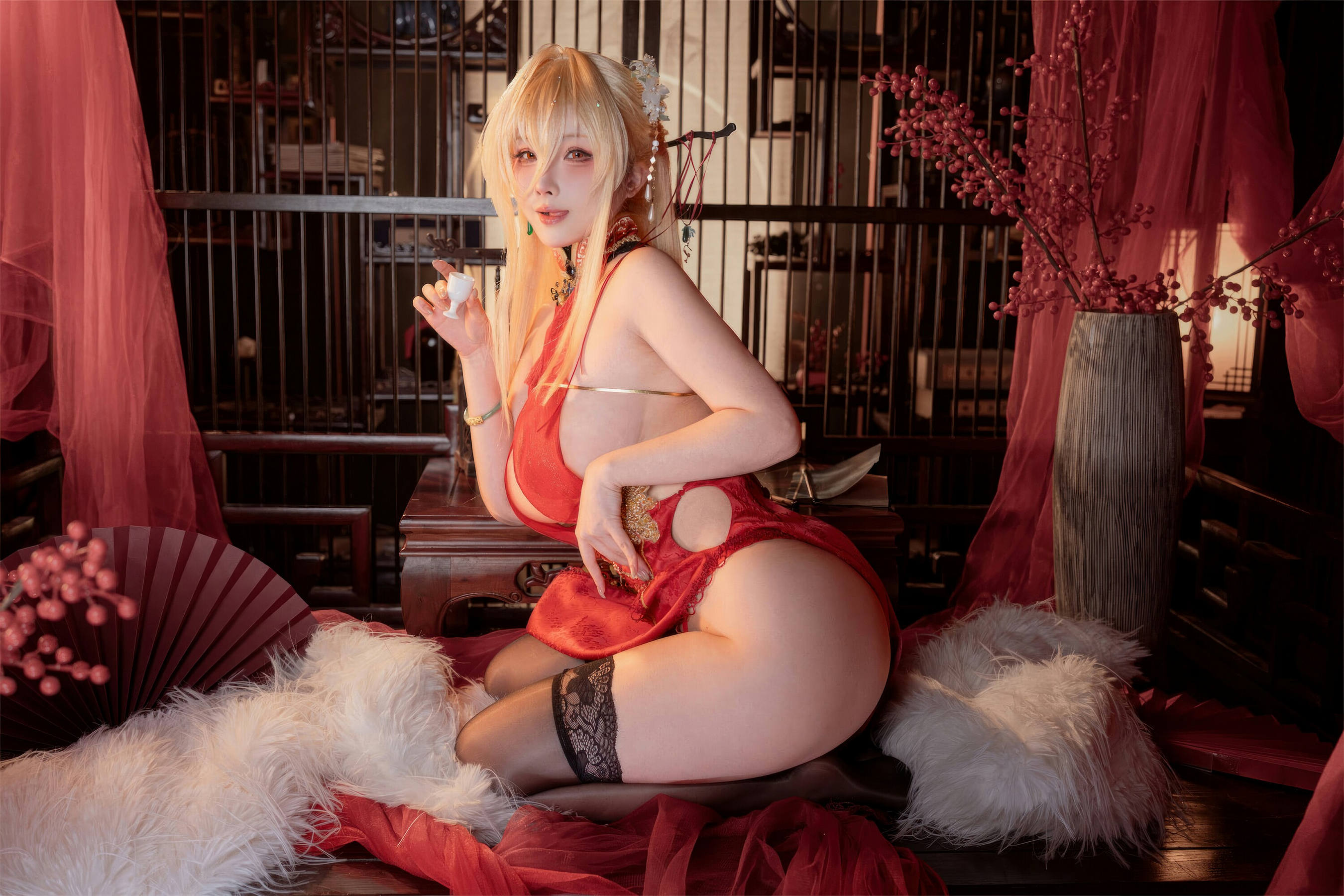 [COSPLAY]rioko凉凉子 – 碧蓝航线 怨仇 旗袍 杯盏盈芳华 第 16 张