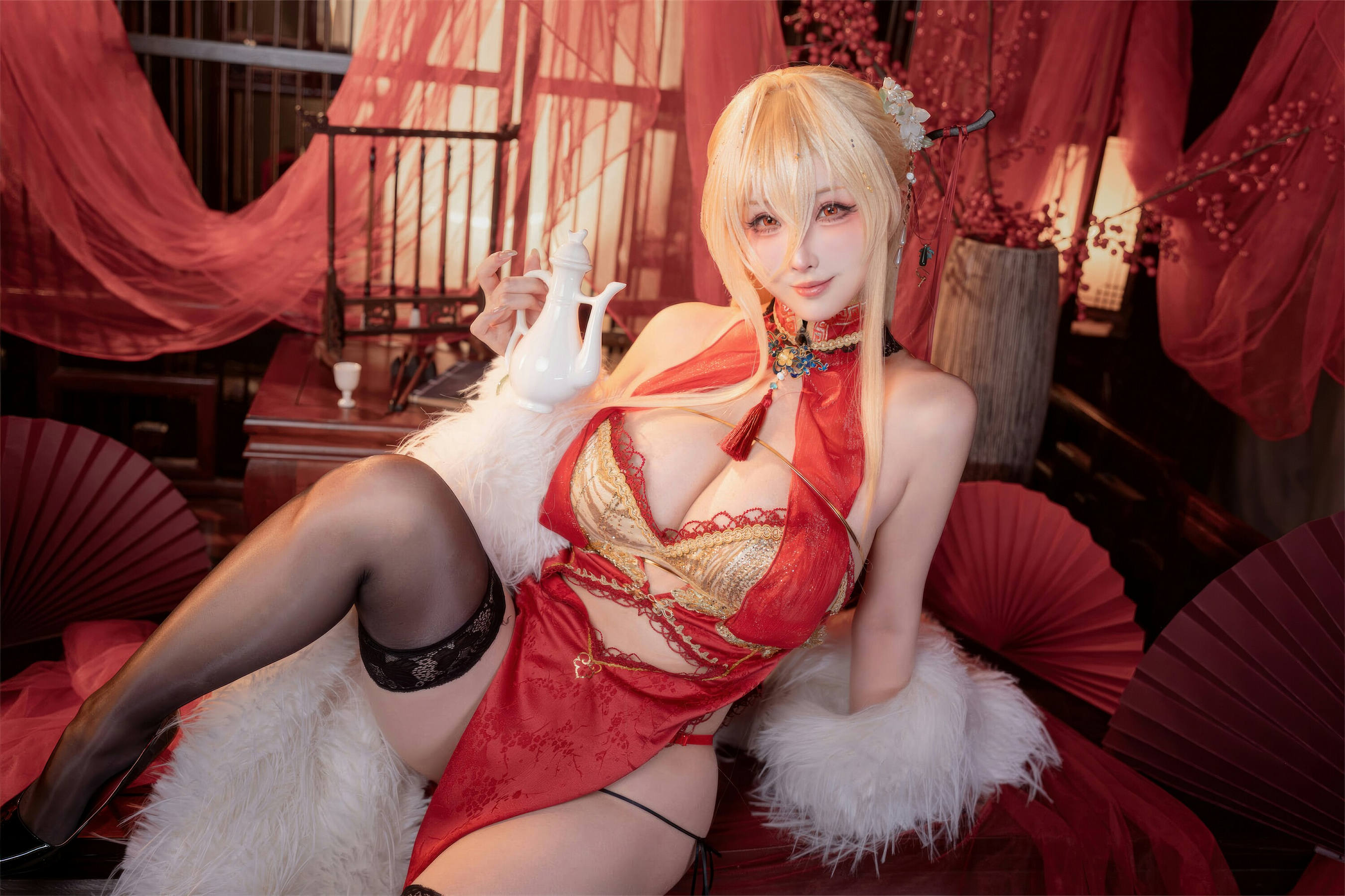 [COSPLAY]rioko凉凉子 – 碧蓝航线 怨仇 旗袍 杯盏盈芳华 第 20 张