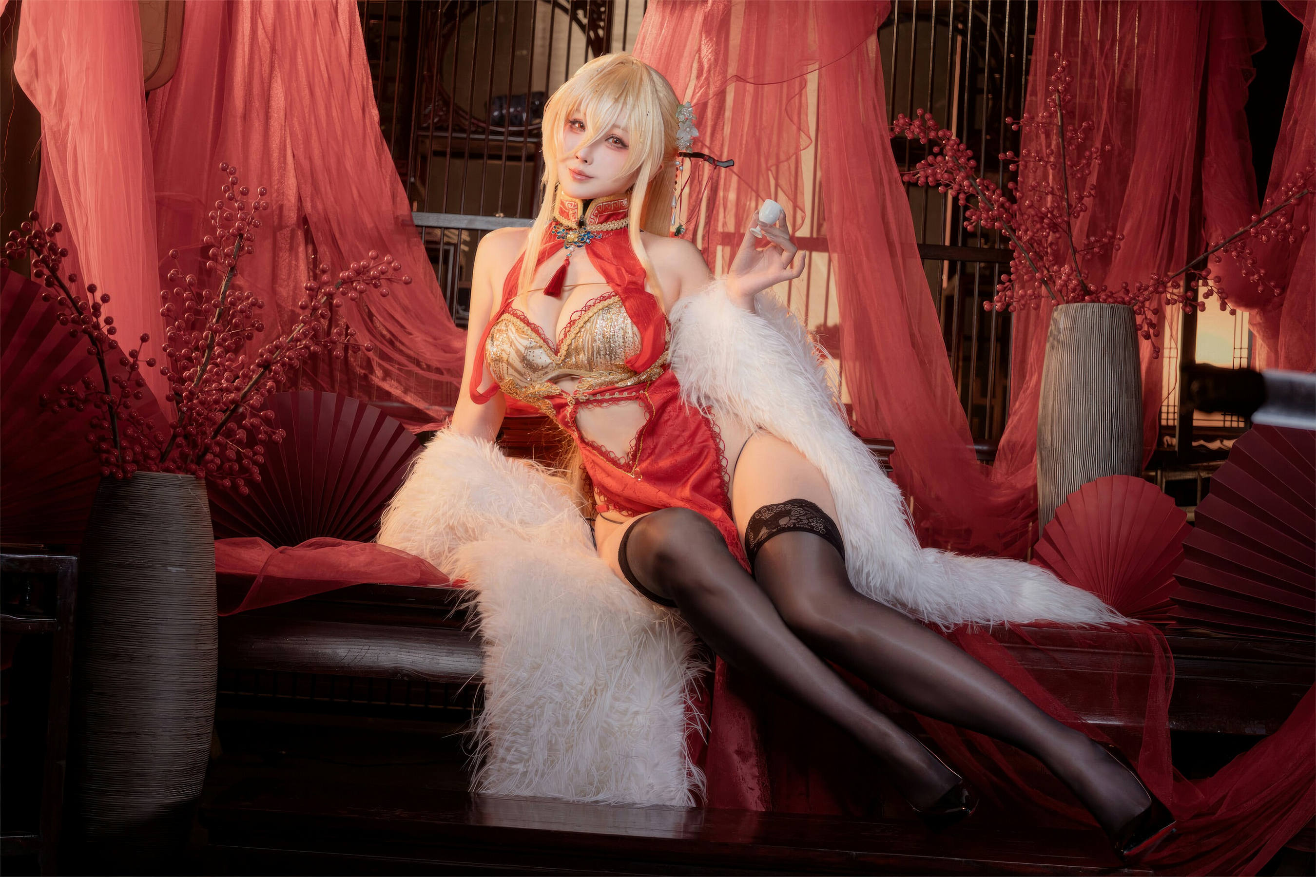 [COSPLAY]rioko凉凉子 – 碧蓝航线 怨仇 旗袍 杯盏盈芳华 第 22 张