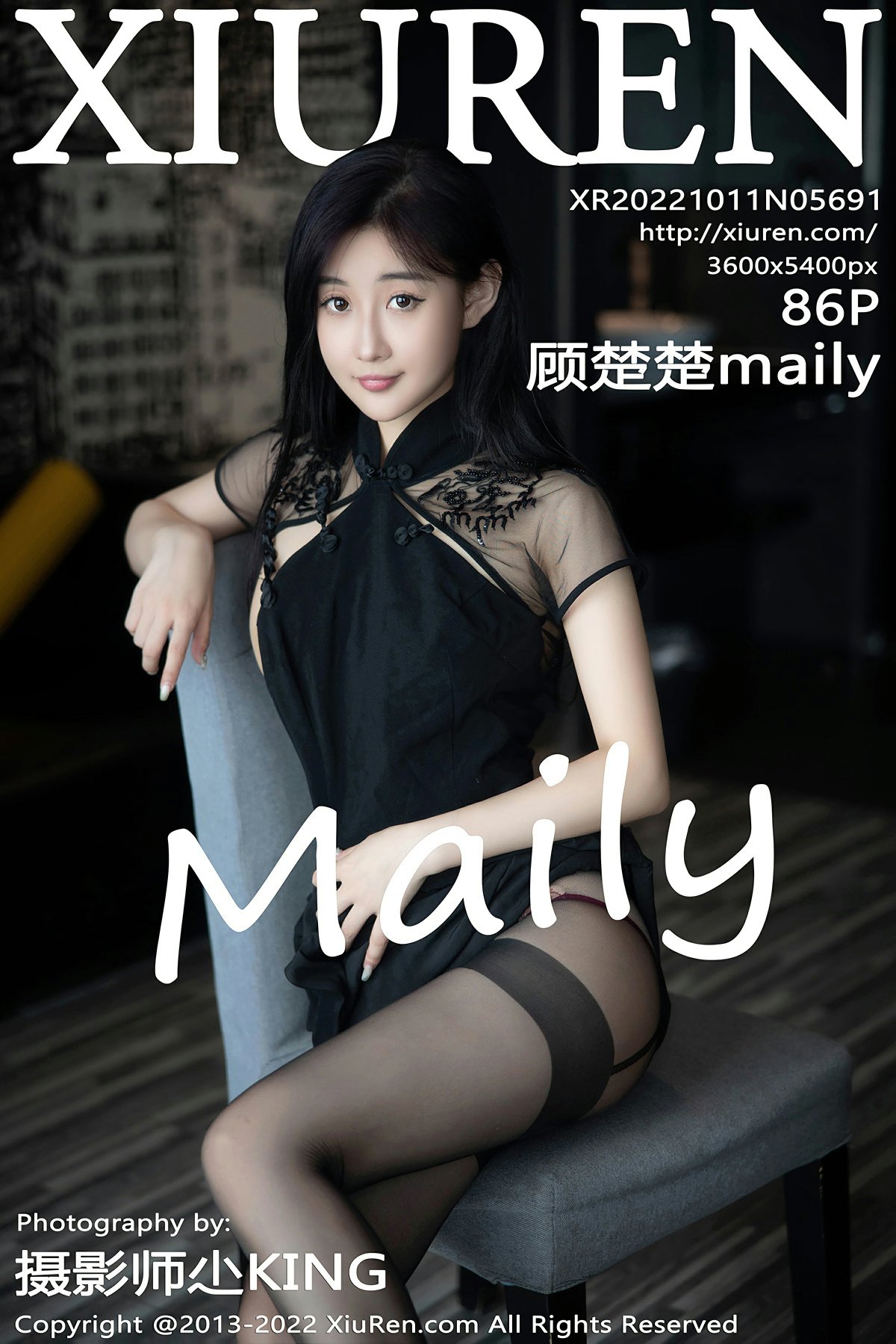 [XiuRen秀人网] 2022.10.11 No.5691 顾楚楚maily 黑色旗袍 魅惑黑丝 性感写真 [86+1P] 封面